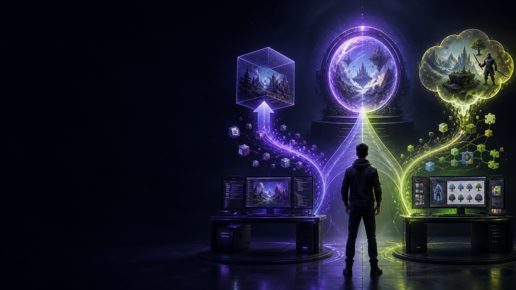 Two game creation paths converging into one publishing portal.